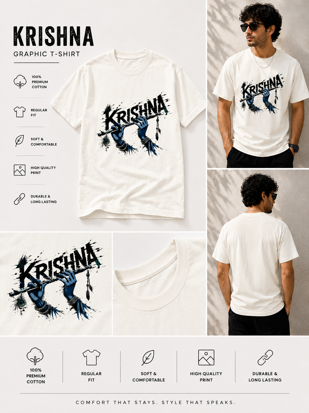 Krishna Flute Glitch | Unisex Classic T-Shirt