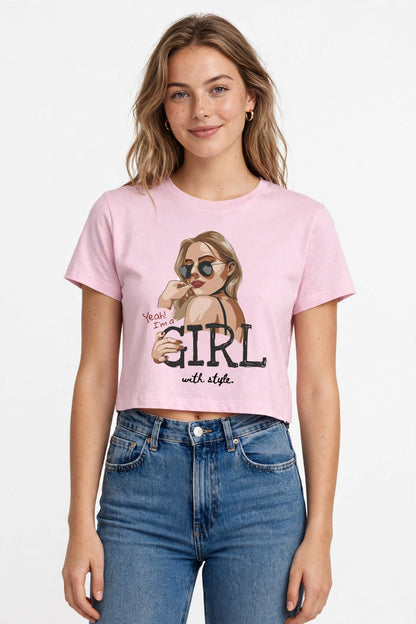 "Girl with Style" Cropped Baby Tee