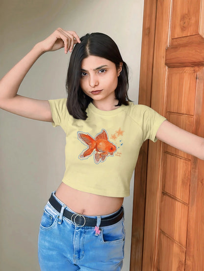 "Blub Blub Goldfish" Cropped Tee