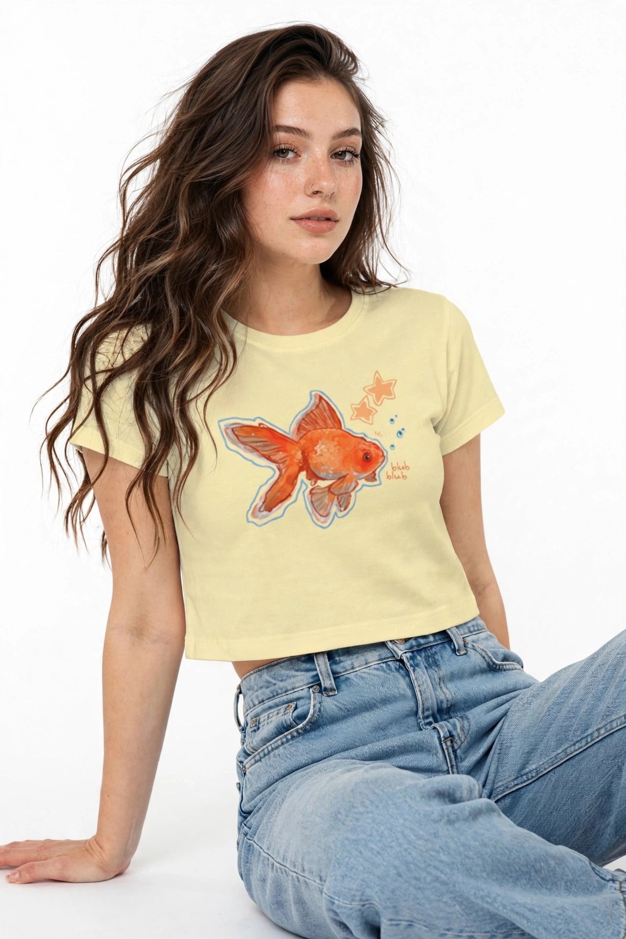 "Blub Blub Goldfish" Cropped Tee