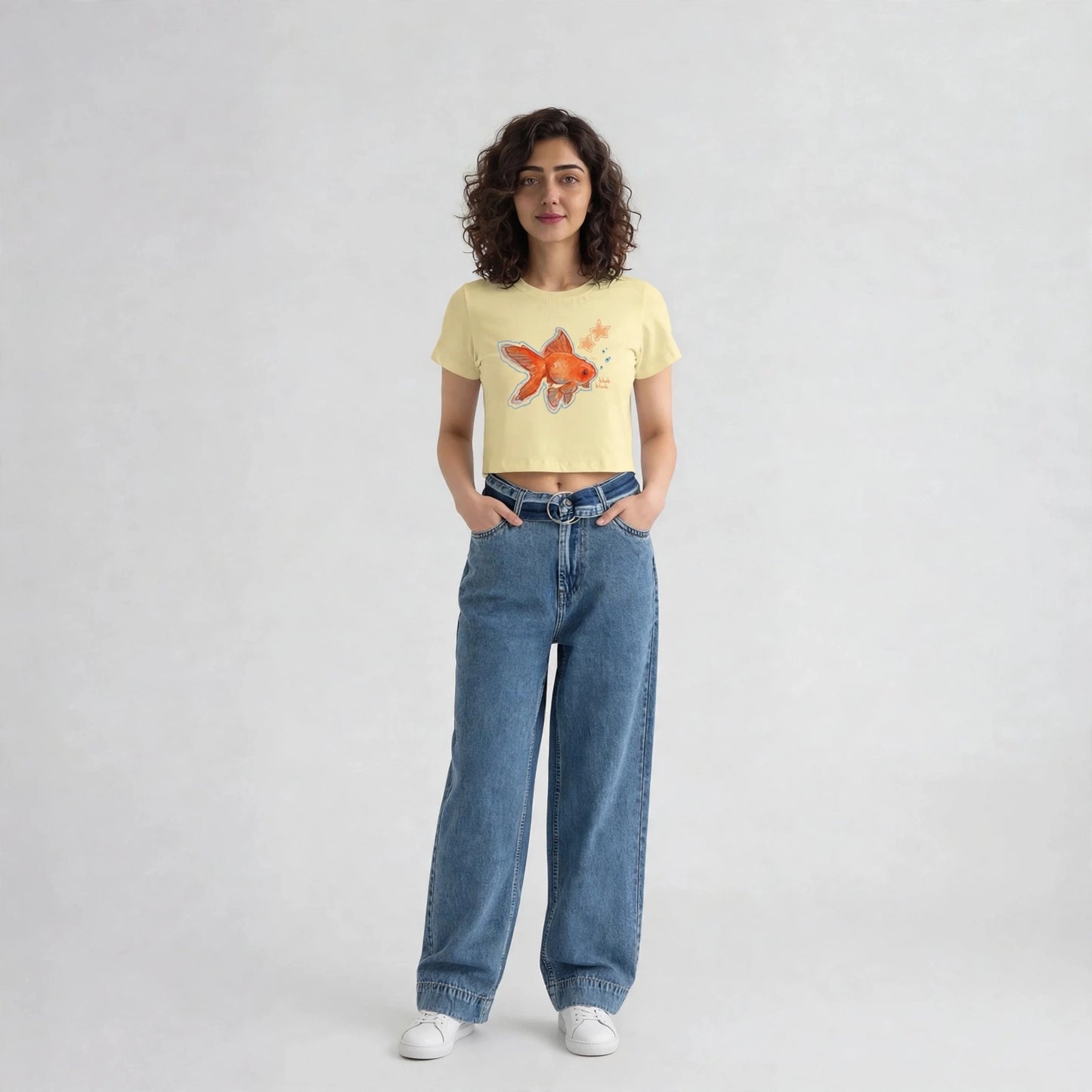 "Blub Blub Goldfish" Cropped Tee